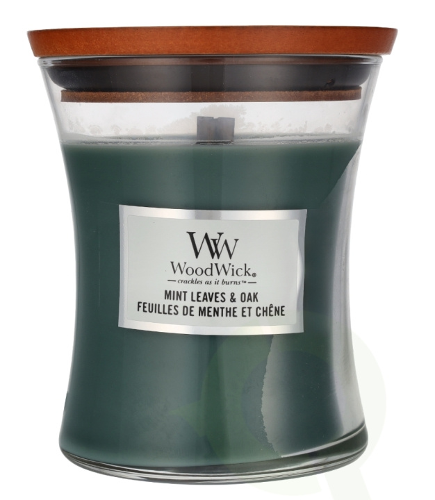 WoodWick Mint Leaves & Oak Medium Hourglass Candle 0 i gruppen SKØNHED & HELSE / Duft & Parfume / Øvrig duft / Duftlys hos TP E-commerce Nordic AB (D24072)