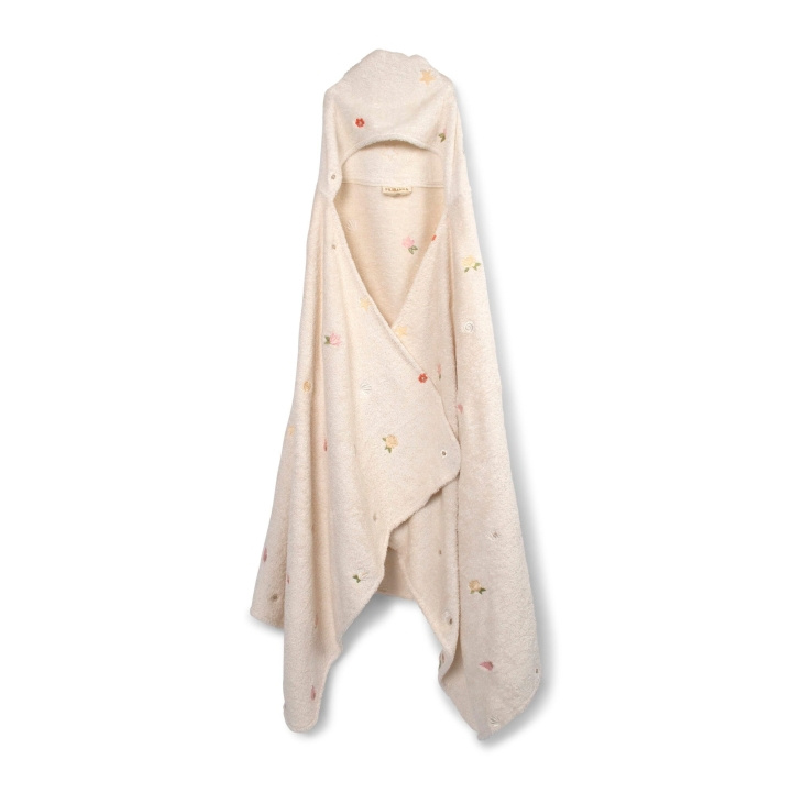 Filibabba Broderet håndklæde med hætte - Ocean Blossom - Hvid - 12-60 m (FI-03576) i gruppen LEGETØJ, BØRN & BABY / Børnetekstiler hos TP E-commerce Nordic AB (D24294)