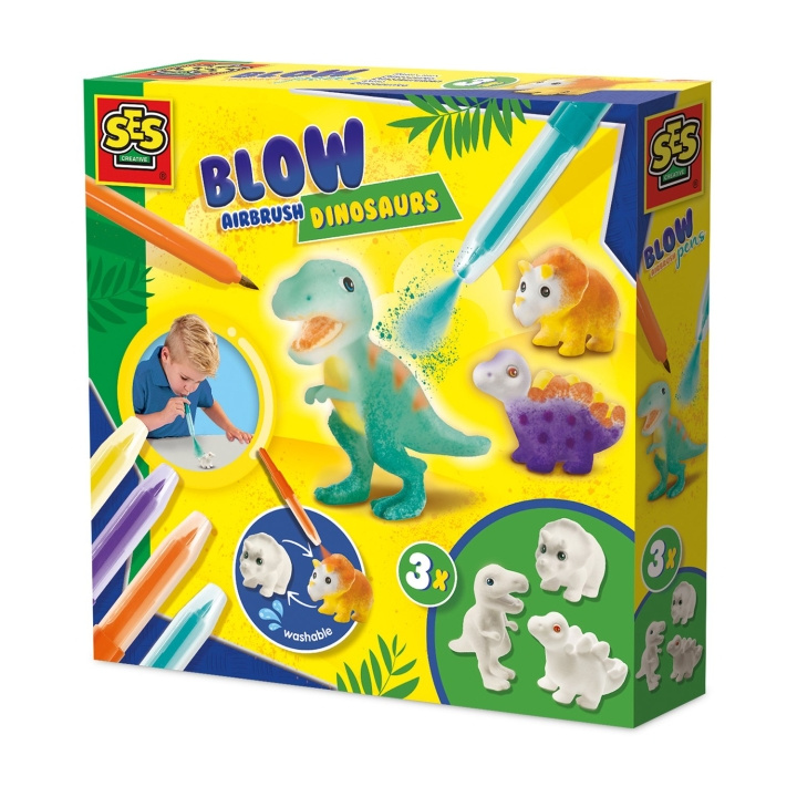 SES Creative Blow Pens - Airbrush Dinosaurs - (S14295) i gruppen LEGETØJ, BØRN & BABY / Legetøj / Hobbyartikler hos TP E-commerce Nordic AB (D24397)