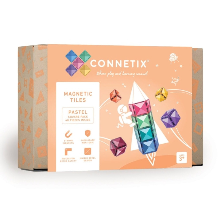 Connetix Pastel firkantet pakke med 40 stykker (CT-P-00040-SQ) i gruppen LEGETØJ, BØRN & BABY / Legetøj / Legesæt hos TP E-commerce Nordic AB (D24585)