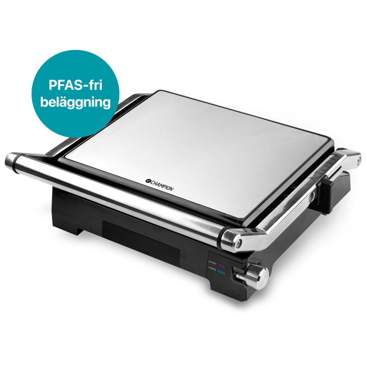 Champion Paninigrill Pro Health 2in1 med Bordsgrill 2000W PG600 Rostfri i gruppen HJEM, HUS & HAVE / Husholdningsapparater / Brødristere & Sandwich Makers / Bordgrill & Raclette hos TP E-commerce Nordic AB (D24735)