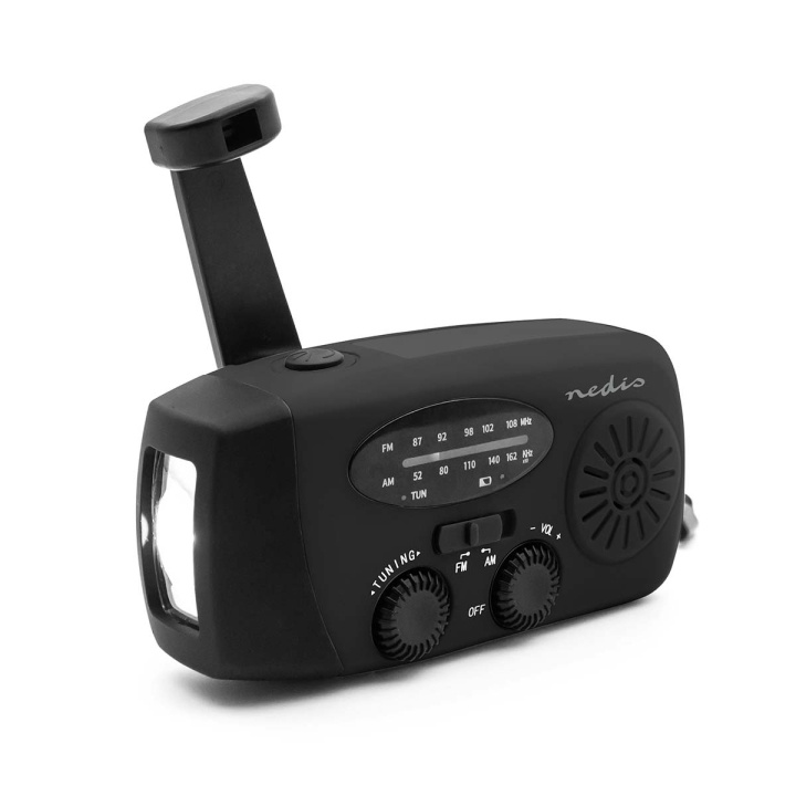 Nedis Nødradio | Borddesign | AM / FM | Powerbank funktion | Accu drevet / Håndsving / USB Drevet | Sort i gruppen HJEM, HUS & HAVE / Ure og tællere / Vækkeure hos TP E-commerce Nordic AB (D24955)