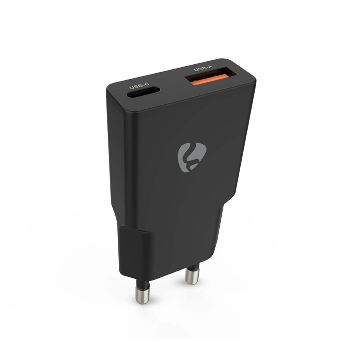 Nedis Vægoplader | 20 W | GaN | PD3.0 | Hurtigopladningsfunktion | 1.5 / 2.0 / 2.22 A / 3.0 A | Antal output: 2 | USB-A / USB-C™ | Automatisk Valgt Spænding | Sort i gruppen SMARTPHONES & TABLETS / Opladere og kabler / Vægoplader / Væg oplader Type C hos TP E-commerce Nordic AB (D24956)