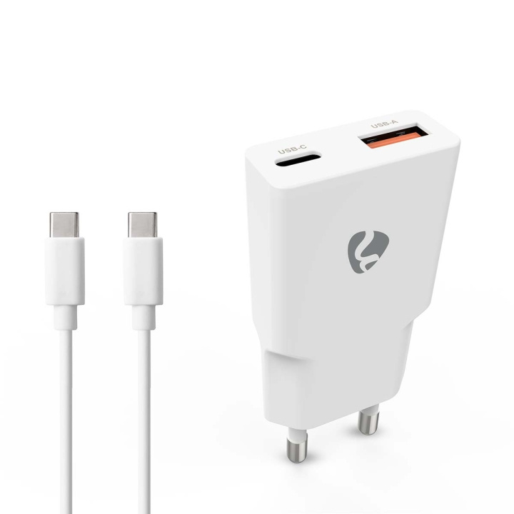 Nedis Vægoplader | 30 W | GaN | PD3.0 30W | Hurtigopladningsfunktion | 1.5 / 2.0 / 2.5 / 3.0 A | Antal output: 2 | USB-A / USB-C™ | USB-C™ (Løs) kabel | 1.50 m | Automatisk Valgt Spænding | Hvid i gruppen SMARTPHONES & TABLETS / Opladere og kabler / Vægoplader / Væg oplader Type C hos TP E-commerce Nordic AB (D24963)