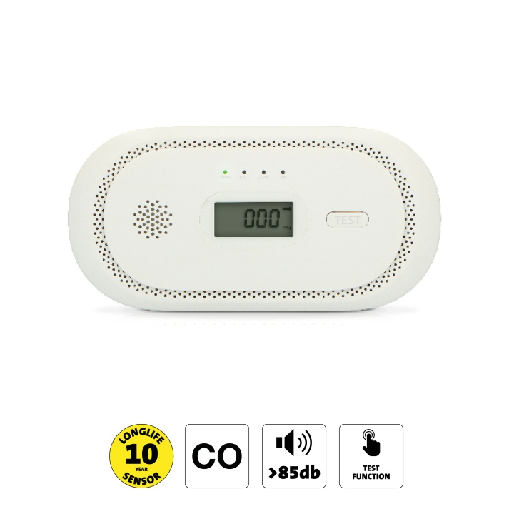 Alecto Kuliltealarm med 10 års driftstid for sensor og display i gruppen HJEM, HUS & HAVE / Alarm, Sikkerhed & Overvågning / Brand, røg, gas / Røgalarmer hos TP E-commerce Nordic AB (D25008)