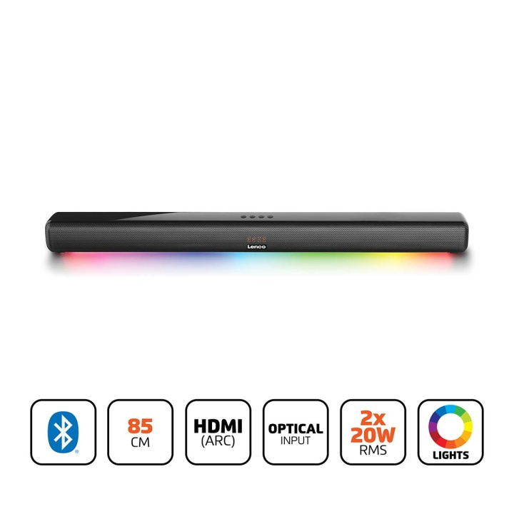 Lenco Soundbar 85cm 40W Bluetooth® HDMI LED lys i gruppen HJEMMEELEKTRONIK / Lyd & billede / Hjemmebiograf, HiFi & Bærbar / Sound Bars hos TP E-commerce Nordic AB (D25010)
