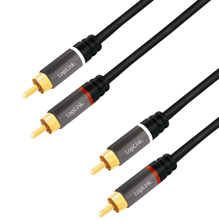 LogiLink Audiokabel 2 x RCA-hane - 2 x RCA-hane 1,5m Metall Svart i gruppen HJEMMEELEKTRONIK / Kabler og adaptere / RCA hos TP E-commerce Nordic AB (D25089)