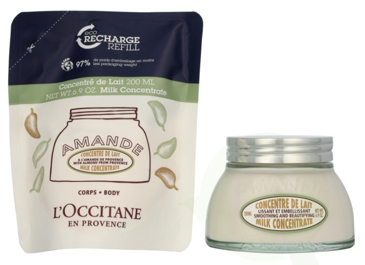 L\'Occitane Almond Milk Concentrate Duo Set 400 ml Milk Concentrate 200 ml/ Milk Concentrate Refill 200 ml i gruppen SKØNHED & HELSE / Hår og styling / Hårpleje hos TP E-commerce Nordic AB (D25584)