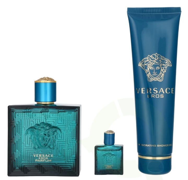 Versace Eros Pour Homme Giftset 255 ml Perfume Spray 100ml/Perfumed Shower Gel 150ml/Perfume 5 ml i gruppen SKØNHED & HELSE / Duft & Parfume / Parfume / Parfume til ham hos TP E-commerce Nordic AB (D25644)