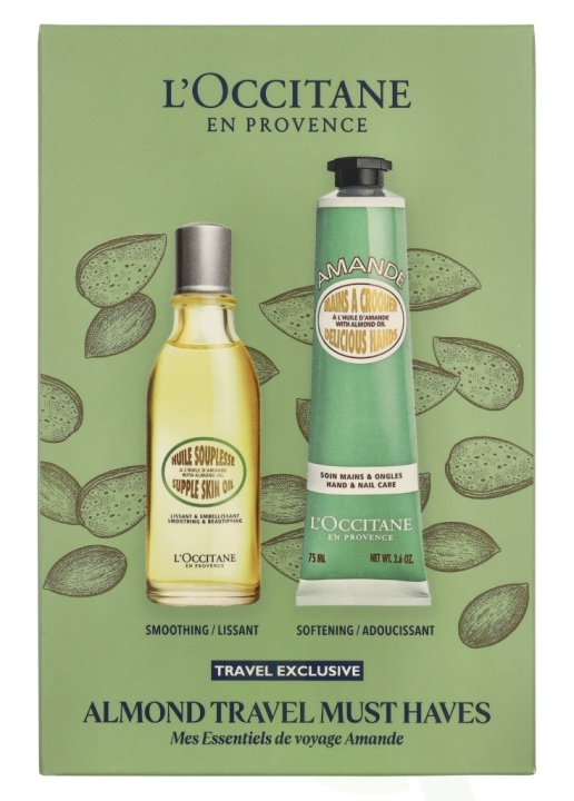 L\'Occitane Almond Travel Must Haves Set 125 ml Supple Skin Oil 50ml/Hand Cream 75ml i gruppen SKØNHED & HELSE / Hår og styling / Hårpleje hos TP E-commerce Nordic AB (D25649)