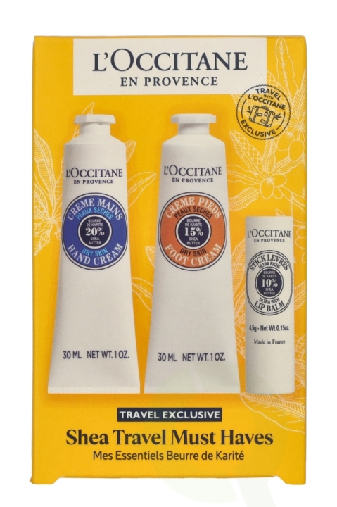 L\'Occitane Shea Travel Must-Haves Set 64.5 ml Hand Cream 30ml / Foot Cream 30ml / Lip Balm 4,5gr i gruppen SKØNHED & HELSE / Hår og styling / Hårpleje hos TP E-commerce Nordic AB (D25656)