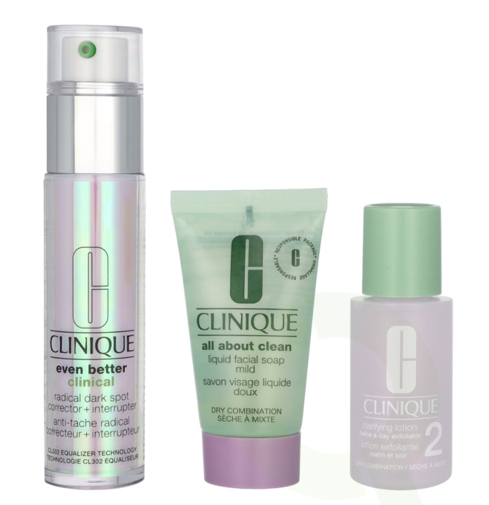 Clinique Beauty Routine Anti Stains Set 90 ml Even Better Serum 30ml/AAC Soap Mild 30ml (promo)/Clarifying Lotion 2 30ml (promo) i gruppen SKØNHED & HELSE / Hudpleje / Ansigt hos TP E-commerce Nordic AB (D25780)