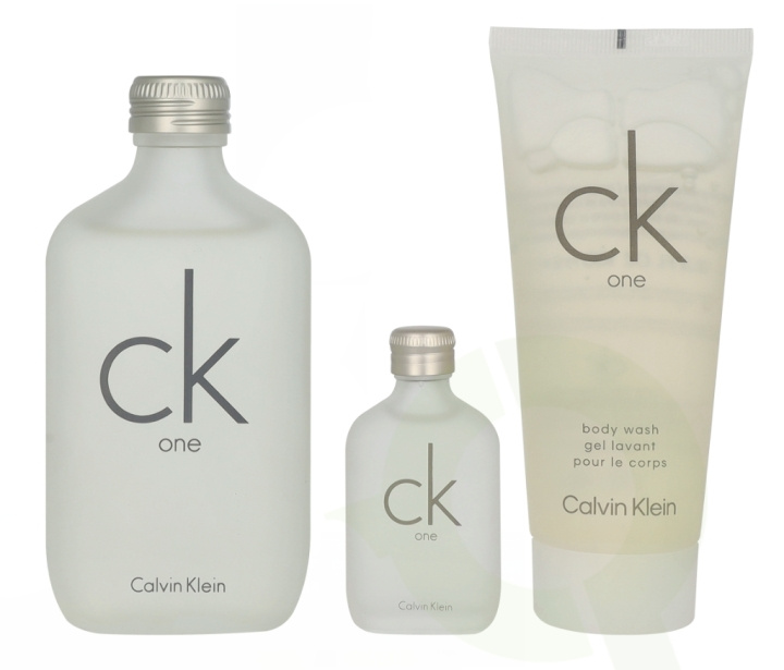 Calvin Klein CK One Giftset 215 ml Edt Spray 100ml/Body Wash 100ml/Edt Spray 15ml i gruppen SKØNHED & HELSE / Duft & Parfume / Parfume / Parfume kasser hos TP E-commerce Nordic AB (D25866)