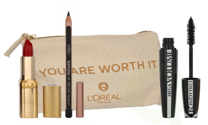 L\'Oreal I Am Worth It Red Set 15 ml Mascara 9ml/Black pencil 1.2ml/Satin Lipstick Red Passion 297 4.8 gr i gruppen SKØNHED & HELSE / Makeup / Øjne og øjenbryn / Mascara hos TP E-commerce Nordic AB (D25886)