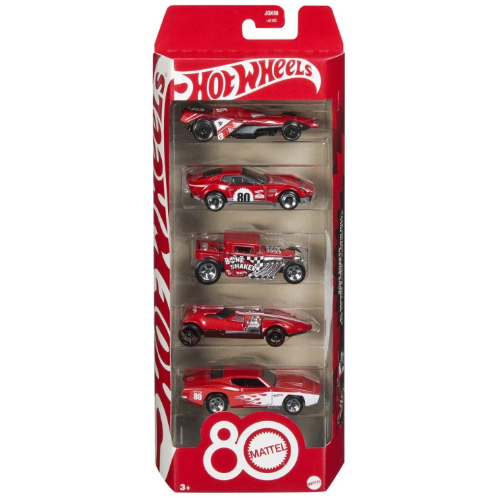 Hot Wheels Basics Mattel 80th 5 Pack (JGK08) i gruppen LEGETØJ, BØRN & BABY / Legetøj / Legetøjsbiler hos TP E-commerce Nordic AB (D27754)
