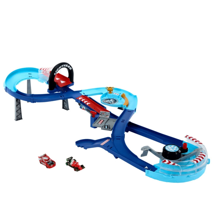 Disney Biler - GRC Super Play Set med McQueen og Francesco (HXJ32) i gruppen LEGETØJ, BØRN & BABY / Legetøj / Legetøjsbiler hos TP E-commerce Nordic AB (D27868)