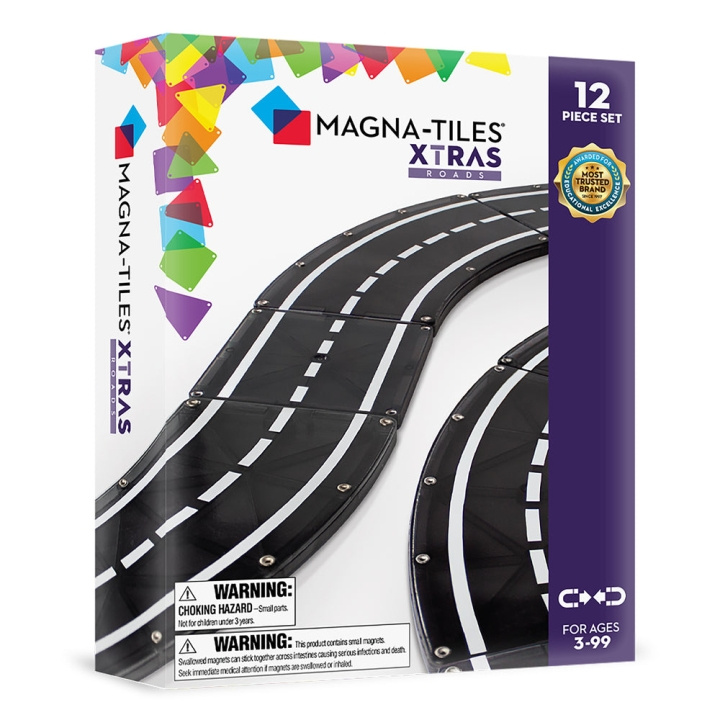 Magna Tiles MAGNA-TILES - XTRAS Roads sæt med 12 dele (90235B) i gruppen LEGETØJ, BØRN & BABY / Legetøj / Bygge legesager / Klodser hos TP E-commerce Nordic AB (D28002)