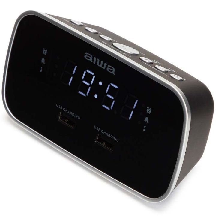 AIWA Klockradio Två alarm USB ladd-uttag Svart i gruppen HJEMMEELEKTRONIK / Lyd & billede / Hjemmebiograf, HiFi & Bærbar / Radio og vækkeure / Klokradio hos TP E-commerce Nordic AB (D28016)
