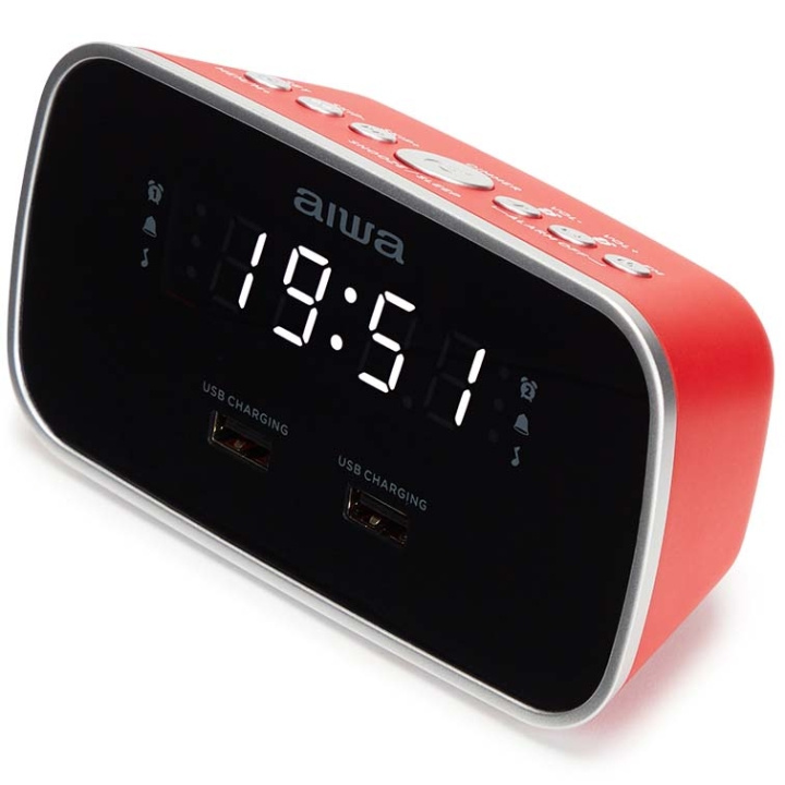 AIWA Klockradio Två alarm USB ladd-uttag Röd i gruppen HJEMMEELEKTRONIK / Lyd & billede / Hjemmebiograf, HiFi & Bærbar / Radio og vækkeure / Klokradio hos TP E-commerce Nordic AB (D28017)