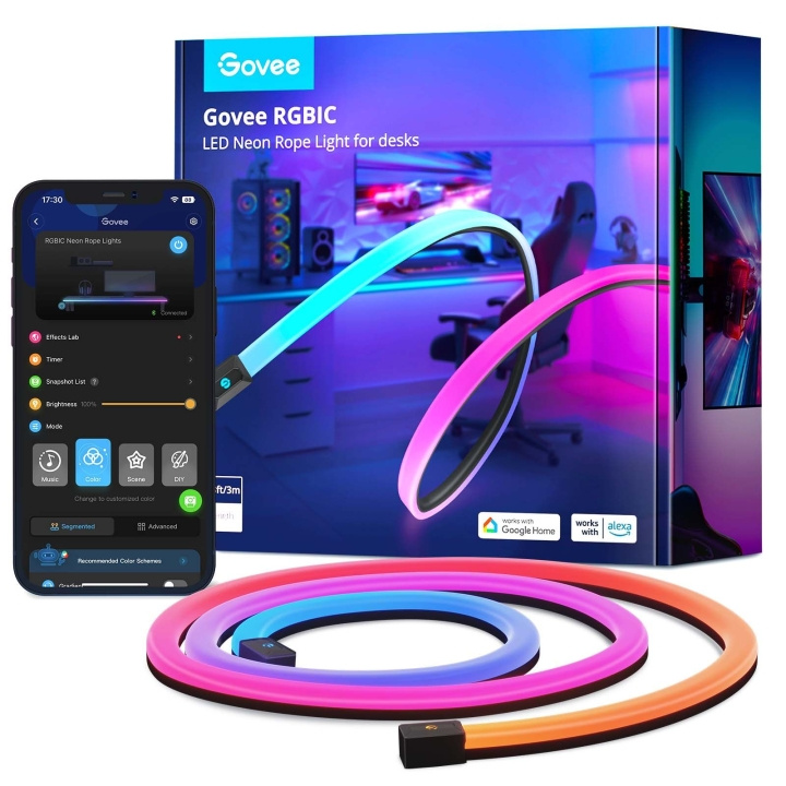 Govee Neon-gaming-bordlampe (3 m) - Smart RGBIC LED-strip i gruppen HJEM, HUS & HAVE / Smart hjem / Smart belysning hos TP E-commerce Nordic AB (D28376)