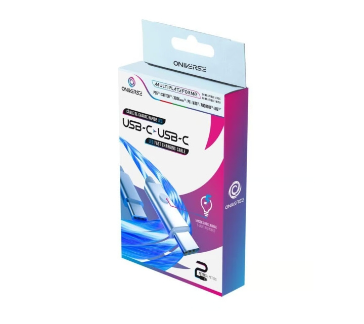 Oniverse Led-hurtigopladningskabel : Usb-C > Usb-C, 2 M - Hvid i gruppen COMPUTERTILBEHØR / Kabler og adaptere / USB / USB-C hos TP E-commerce Nordic AB (D28409)