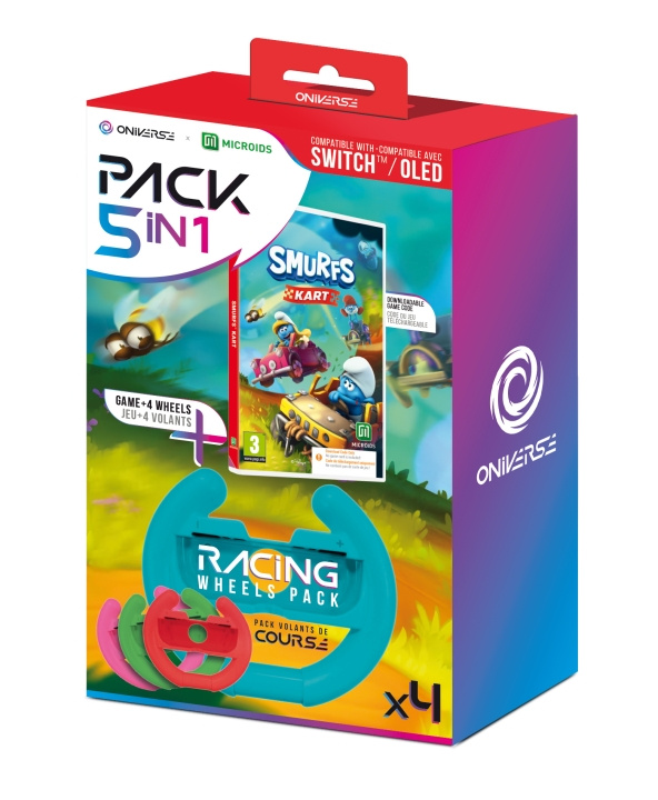 Oniverse 4 hjul + Smølferne Kart (kode i æske) i gruppen HJEMMEELEKTRONIK / Spilkonsoller og tilbehør / Nintendo Switch hos TP E-commerce Nordic AB (D28423)