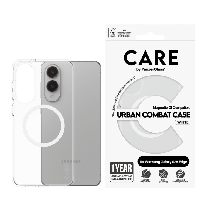 Panzer CARE by PanzerGlass - Flagskib Etui Transparent Urban Combat m. Hvid Qi Kompatibel Samsung S25 Edge i gruppen SMARTPHONES & TABLETS / Mobil Beskyttelse / Samsung hos TP E-commerce Nordic AB (D28638)
