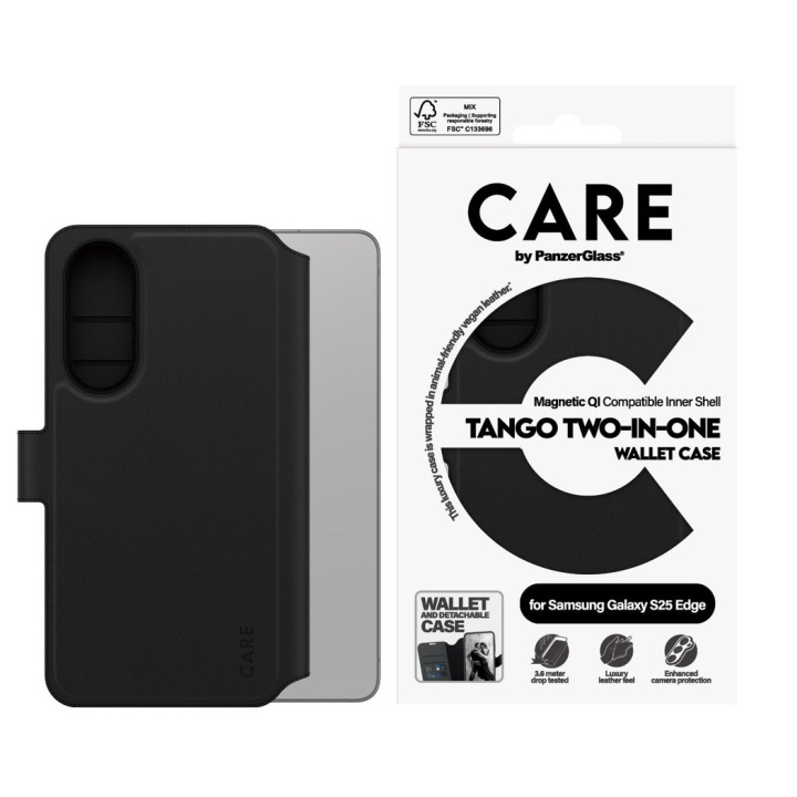 Panzer CARE by PanzerGlass - Feature Case Tango Two-in-One Wallet m. Qi-kompatibel Samsung S25 Edge i gruppen SMARTPHONES & TABLETS / Mobil Beskyttelse / Samsung hos TP E-commerce Nordic AB (D28640)