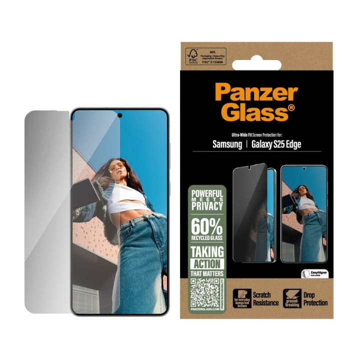 Panzer Glas - Skærmbeskyttelse til beskyttelse af personlige oplysninger Samsung S25 Edge - Ultrabred pasform i gruppen SMARTPHONES & TABLETS / Mobil Beskyttelse / Samsung hos TP E-commerce Nordic AB (D28646)
