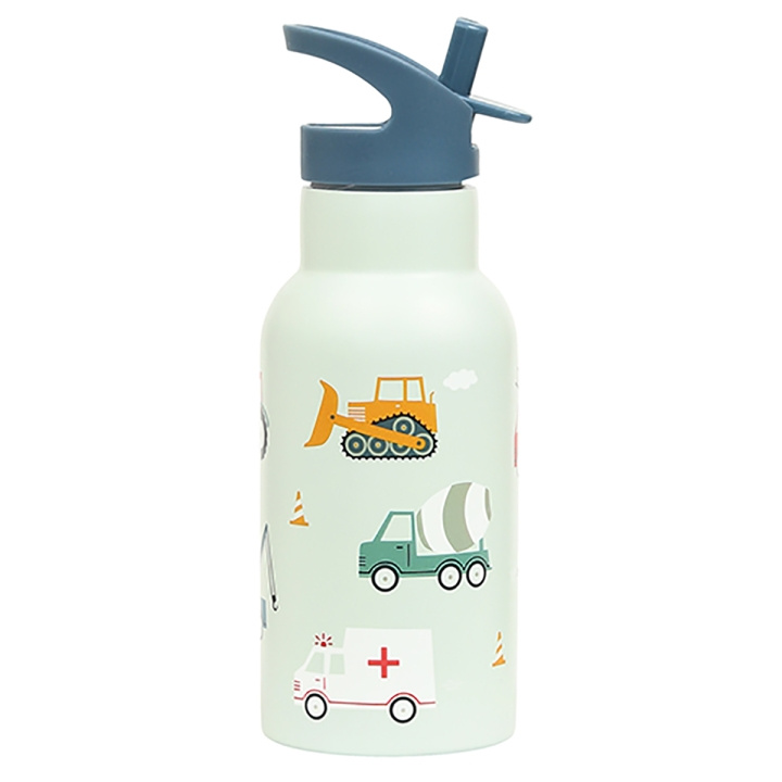 A little lovely company Drikkeflaske i rustfrit stål - Vehicles - 7,3 x 20 x 7,3 cm i gruppen LEGETØJ, BØRN & BABY / Mad & Drikke / Sutteflasker og tilbehør hos TP E-commerce Nordic AB (D28677)