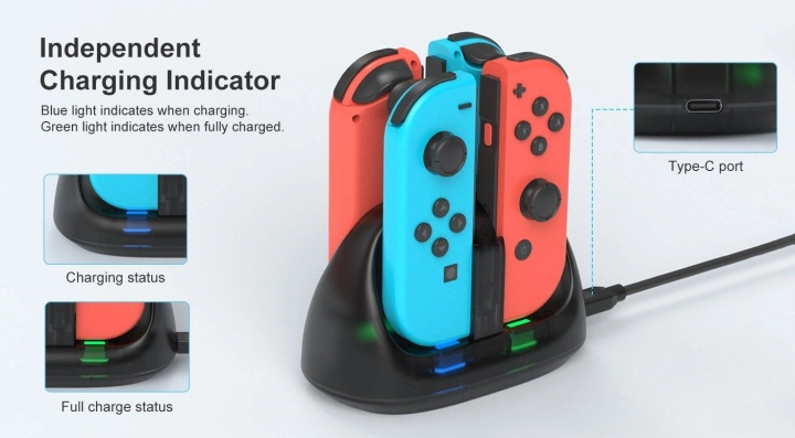 Deep Explorer 4-i-1 opladningsstation i gruppen HJEMMEELEKTRONIK / Spilkonsoller og tilbehør / Nintendo Switch hos TP E-commerce Nordic AB (D28734)