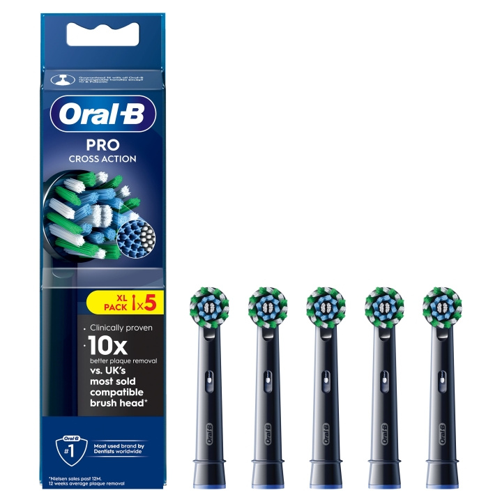 Oral B Pro Cross Action Tandbørstehoveder - Sort - 5 stk i gruppen SKØNHED & HELSE / Oral pleje / Tilbehør til elektriske tandbørster hos TP E-commerce Nordic AB (D28914)