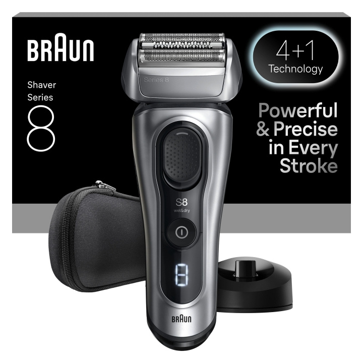 Braun Series 8 elektrisk barbermaskine - SensoAdapt, opladningsstativ, 8617S - Sølv i gruppen SKØNHED & HELSE / Hår og styling / Barbering og trimning / Barbermaskiner hos TP E-commerce Nordic AB (D28933)
