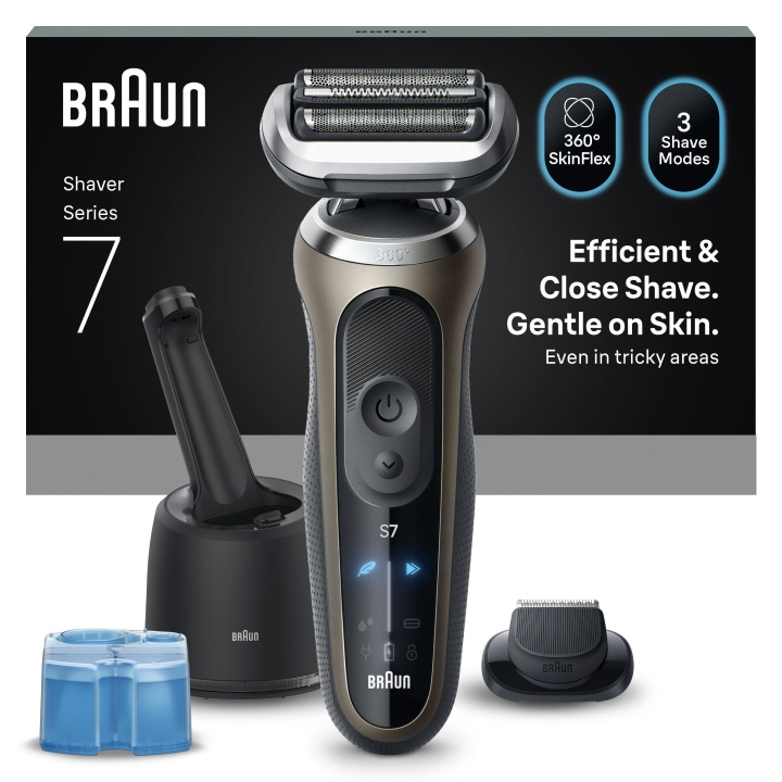 Braun Series 7 elektrisk barbermaskine, SmartCare Center, +1 tilbehør, 72-C7200CC - Guld i gruppen SKØNHED & HELSE / Hår og styling / Barbering og trimning / Barbermaskiner hos TP E-commerce Nordic AB (D28942)
