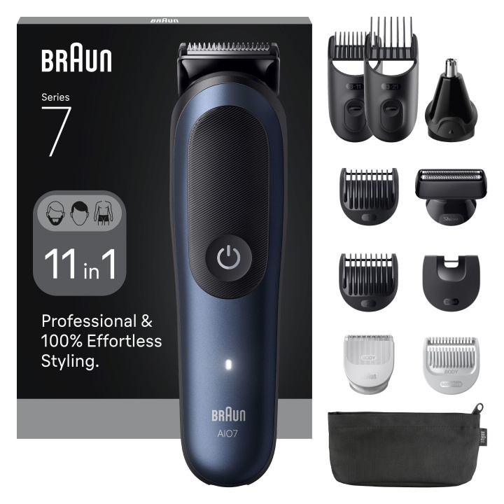 Braun All-in-One Series 7, 11in1 Grooming Kit, ProBlade, AutoSense, AIO7540 - Sort / Deep Blue i gruppen SKØNHED & HELSE / Hår og styling / Barbering og trimning / Barbermaskiner hos TP E-commerce Nordic AB (D29025)
