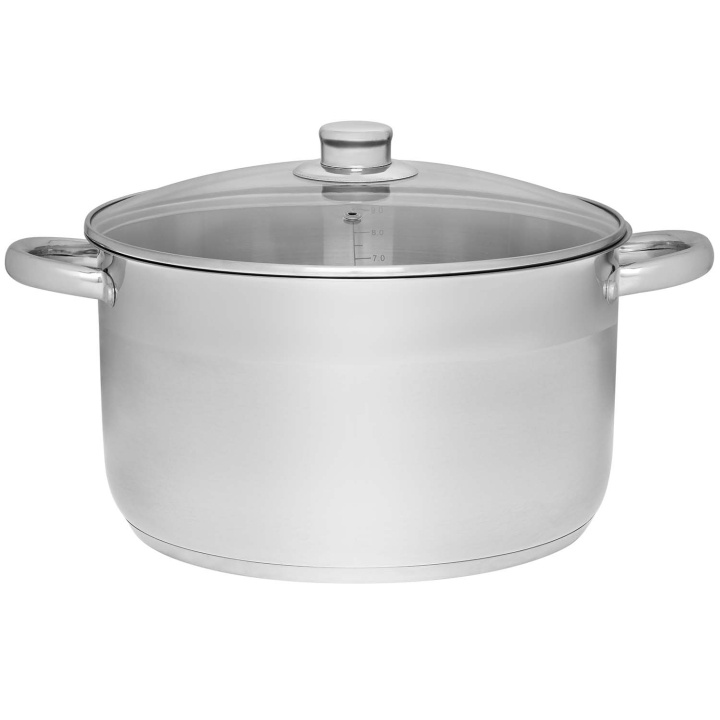 Maku Basic Gryta i stål med glaslock 10 L 28 cm i gruppen HJEM, HUS & HAVE / Køkkenredskaber / Gryder og kasseroller hos TP E-commerce Nordic AB (D29103)