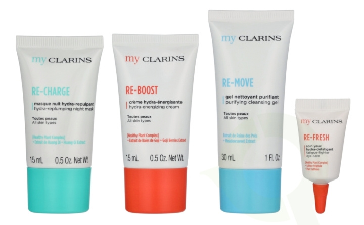 Clarins My Clarins Travel Set 63 ml Cleansing Gel 30ml/Hydra-En.Cream 15ml/Night Mask 15ml/Eye Care 3ml i gruppen SKØNHED & HELSE / Hudpleje / Ansigt / Dagcreme hos TP E-commerce Nordic AB (D29595)