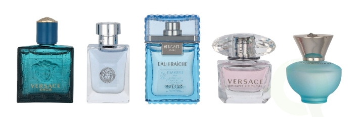 Versace Miniatures Set 25 ml 5x5ml - Dylan Turquoise Pour Femme Edt/ Bright Crystal Edt/Eau Fraiche Man Edt/Pour Homme Edt/ Eros Edt i gruppen SKØNHED & HELSE / Duft & Parfume / Parfume / Parfume kasser hos TP E-commerce Nordic AB (D29629)