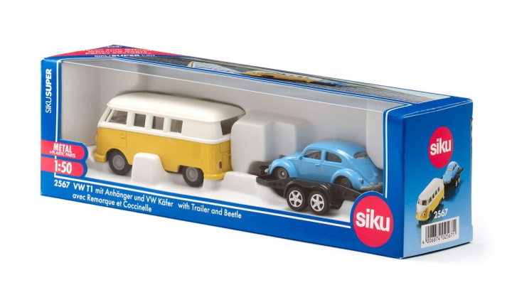 SIKU VW T1 med trailer og VW Beetle (313-2567) i gruppen LEGETØJ, BØRN & BABY / Legetøj / Legetøjsbiler hos TP E-commerce Nordic AB (D29945)