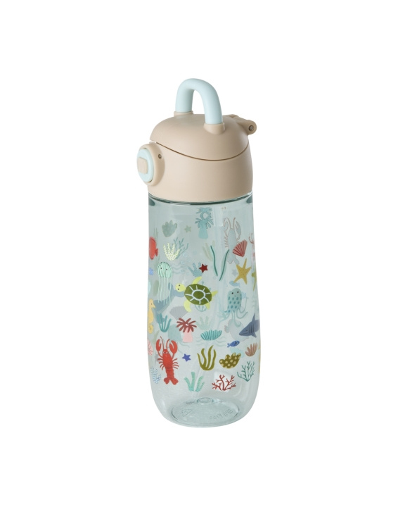 RICE Børnedrikkeflaske i plast med Blue Ocean Print - Blå - 550 ml i gruppen LEGETØJ, BØRN & BABY / Mad & Drikke / Sutteflasker og tilbehør hos TP E-commerce Nordic AB (D29975)