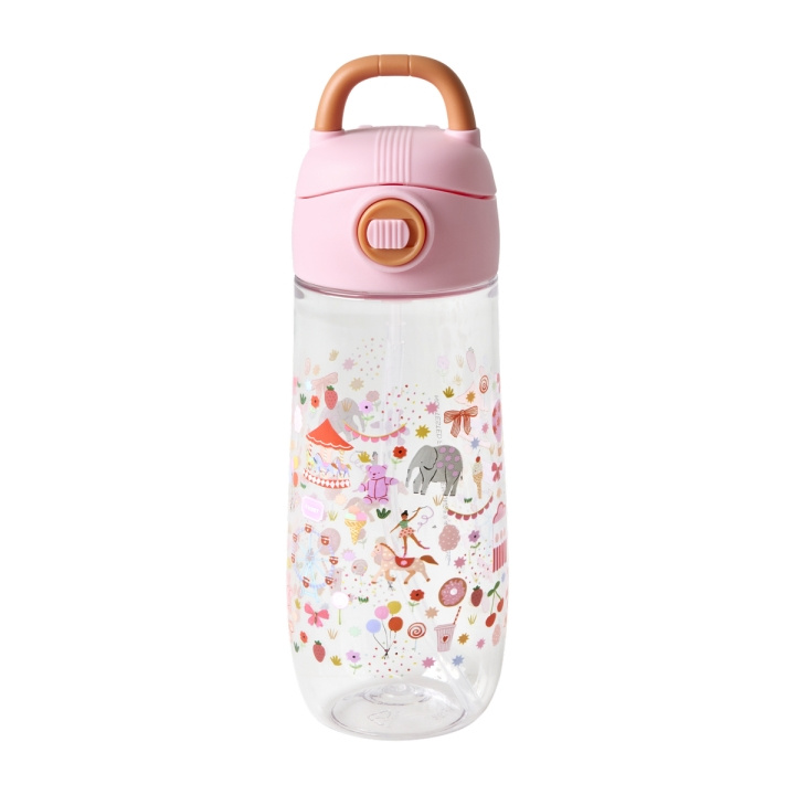 RICE Børnedrikkeflaske i plast med tivoliprint - pink - 550 ml i gruppen LEGETØJ, BØRN & BABY / Mad & Drikke / Sutteflasker og tilbehør hos TP E-commerce Nordic AB (D29981)