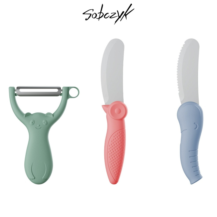 Sobczyk junior - Kniv- og skrællersæt til børn - 3 dele i gruppen LEGETØJ, BØRN & BABY / Mad & Drikke / Børnebestik og tallerkener hos TP E-commerce Nordic AB (D30112)
