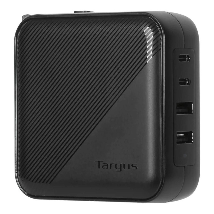 Targus PowerElite Universal 100 W 4-ports GaN-vægoplader - med rejseadaptere i gruppen SMARTPHONES & TABLETS / Opladere og kabler / Vægoplader / Væg oplader Type C hos TP E-commerce Nordic AB (D30163)
