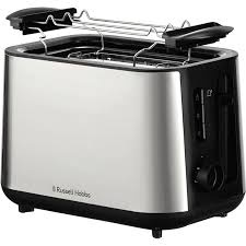 Russell Hobbs Heaton Brushed 2-Slice Toaster - børstet rustfrit stål og sort i gruppen HJEM, HUS & HAVE / Husholdningsapparater / Brødristere & Sandwich Makers / Brødristere hos TP E-commerce Nordic AB (D30181)