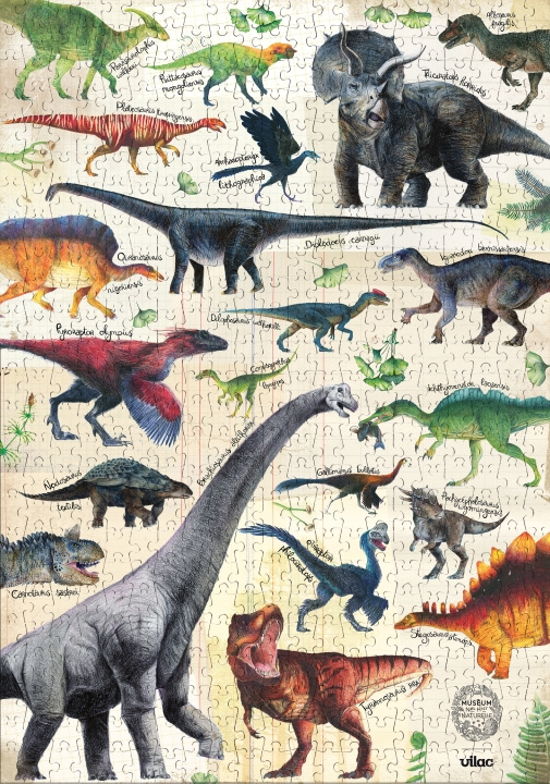 Vilac Puslespil 500 brikker - Dinosaurer - Muséum national d\'Histoire naturelle - (9625) i gruppen LEGETØJ, BØRN & BABY / Legetøj / børns puslespil hos TP E-commerce Nordic AB (D30239)