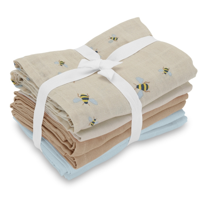 Vanilla Copenhagen Musliner 6-pak - Honeybee, Oyster Grey, Oak, Blue - 70 x 70 cm (MUSL8123) i gruppen LEGETØJ, BØRN & BABY / Børnetekstiler / Sengetøj / Børnelagner hos TP E-commerce Nordic AB (D30313)