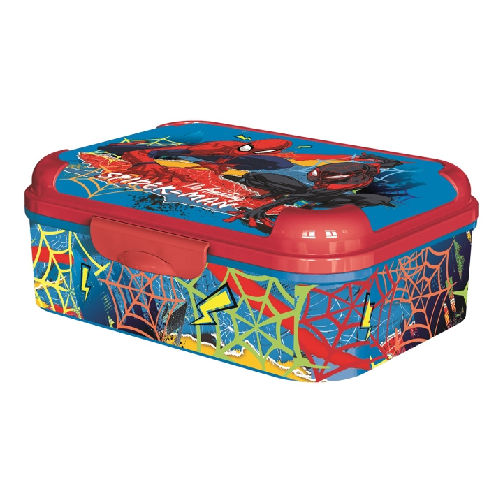 STOR SPIDERMAN Asker madkasse - farverig - 17 x 13,5 x 6,2 cm i gruppen LEGETØJ, BØRN & BABY / Mad & Drikke / Børnebestik og tallerkener hos TP E-commerce Nordic AB (D30367)