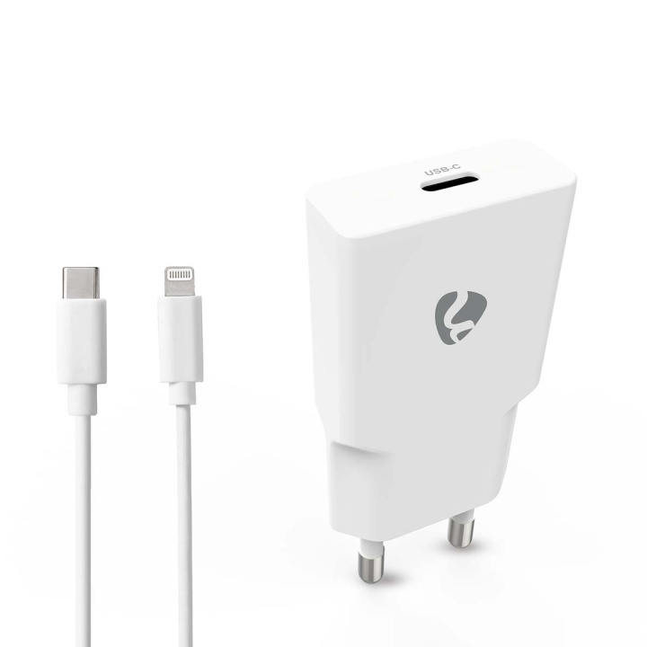 Nedis Vægoplader | 20 W | GaN | PD3.0 | Hurtigopladningsfunktion | 1.67 A / 2.22 A / 3.0 A | Antal output: 1 | USB-C™ | Lightning 8-Pin (Loose) kabel | 1.00 m | Automatisk Valgt Spænding | Hvid i gruppen SMARTPHONES & TABLETS / Opladere og kabler / Vægoplader / Væg oplader Type C hos TP E-commerce Nordic AB (D30535)