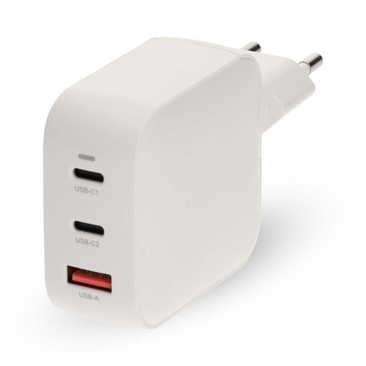 Nedis Vægoplader | 100 W | GaN | PD3.0 | Hurtigopladningsfunktion | 2.5 / 3.0 / 5.0 A | Antal output: 3 | USB-A / 2x USB-C™ | Automatisk Valgt Spænding | Hvid billede