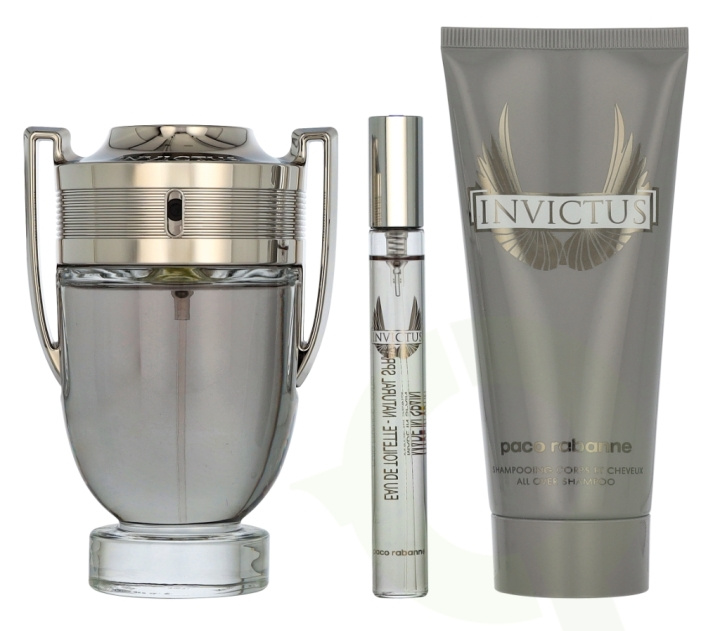 Paco Rabanne Invictus Giftset 210 ml Edt Spray 100ml/Shower gel 100ml/Edt Spray 10ml i gruppen SKØNHED & HELSE / Duft & Parfume / Parfume / Parfume kasser hos TP E-commerce Nordic AB (D30703)